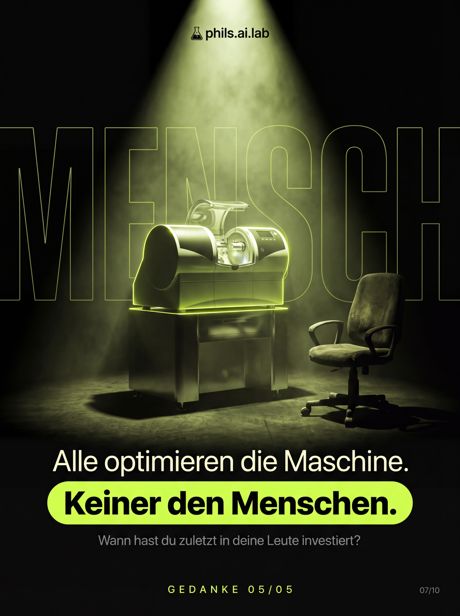Slide: Alle optimieren die Maschine. Keiner den Menschen.